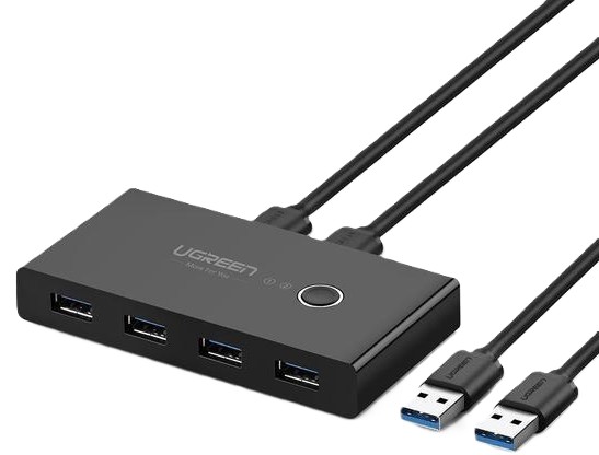 Док-станція UGREEN US216 2 In 4 Out USB 3.0 Sharing Switch Box Black (30768)